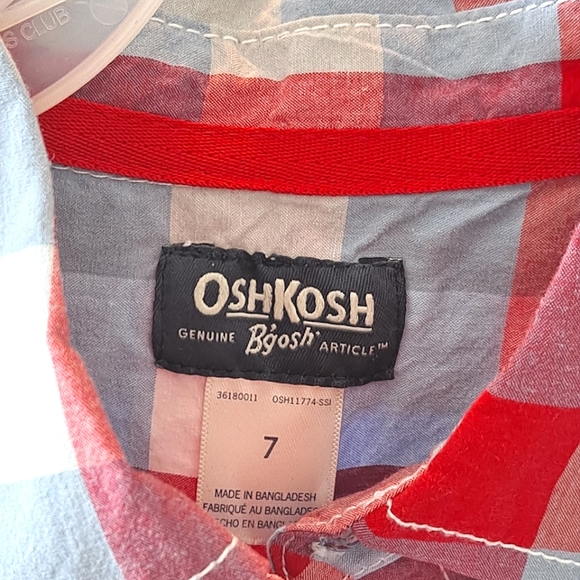 2 Boys Oshkosh B'gosh Plaid Button Front Short Sleeves Chest Pocket Shirts - Picture 4 of 4